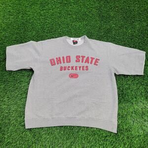 VTG NIKE OSU Short Sleeve Sweatshirt Large Boxy Baggy Made In USA Center Check